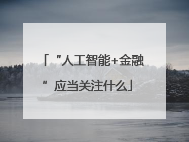 “人工智能+金融”应当关注什么