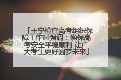 王宁检查高考组织保障工作时强调：确保高考安全平稳顺利 让广大考生更好圆梦未来