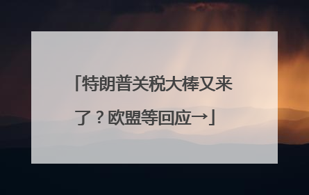 特朗普关税大棒又来了？欧盟等回应→