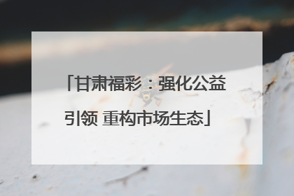甘肃福彩：强化公益引领 重构市场生态