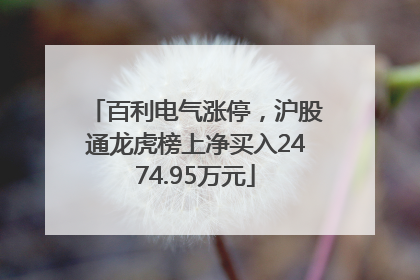 百利电气涨停，沪股通龙虎榜上净买入2474.95万元