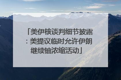 美伊核谈判细节披露：美提议临时允许伊朗继续铀浓缩活动