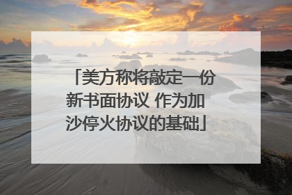 美方称将敲定一份新书面协议 作为加沙停火协议的基础