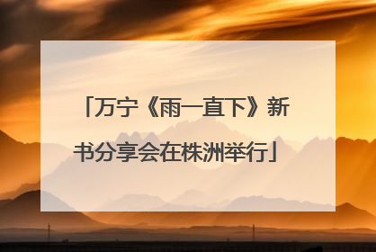 万宁《雨一直下》新书分享会在株洲举行