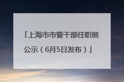 上海市市管干部任职前公示（6月5日发布）