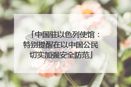 中国驻以色列使馆：特别提醒在以中国公民切实加强安全防范