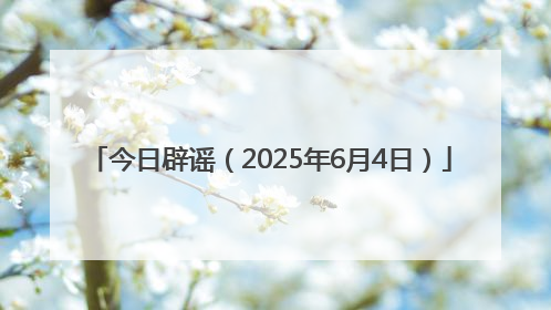 今日辟谣（2025年6月4日）