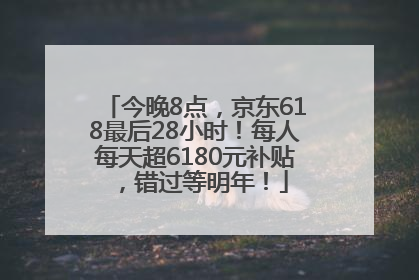 今晚8点，京东618最后28小时！每人每天超6180元补贴，错过等明年！