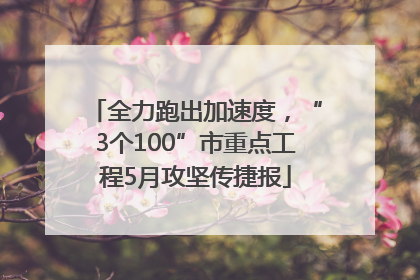 全力跑出加速度，“3个100”市重点工程5月攻坚传捷报