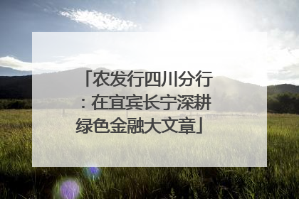 农发行四川分行：在宜宾长宁深耕绿色金融大文章