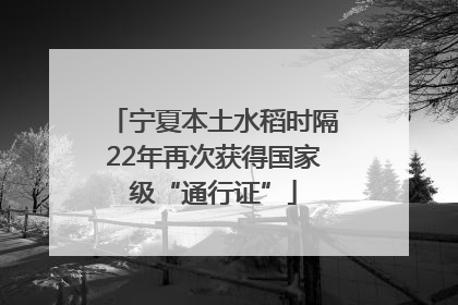 宁夏本土水稻时隔22年再次获得国家级“通行证”