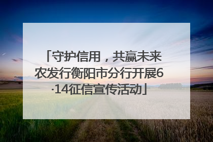 守护信用，共赢未来 农发行衡阳市分行开展6·14征信宣传活动