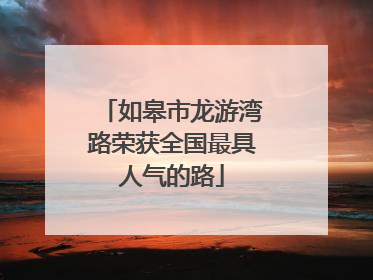 如皋市龙游湾路荣获全国最具人气的路