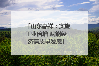 山东嘉祥：实施工业倍增 赋能经济高质量发展
