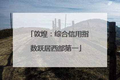 敦煌：综合信用指数跃居西部第一