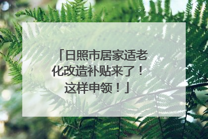 日照市居家适老化改造补贴来了！这样申领！