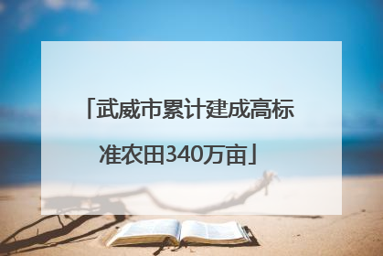 武威市累计建成高标准农田340万亩