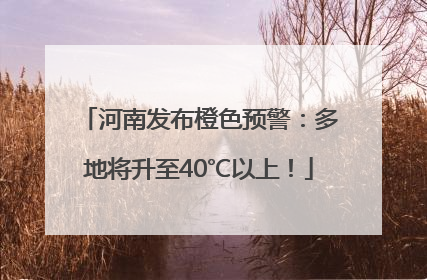 河南发布橙色预警：多地将升至40℃以上！