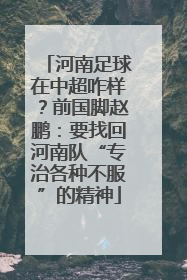 河南足球在中超咋样？前国脚赵鹏：要找回河南队“专治各种不服”的精神
