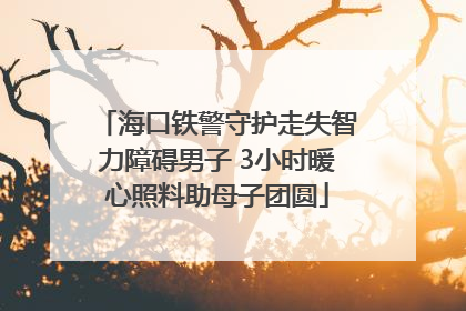 海口铁警守护走失智力障碍男子 3小时暖心照料助母子团圆