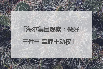 海尔集团观察：做好三件事 掌握主动权