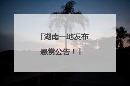 湖南一地发布悬赏公告！
