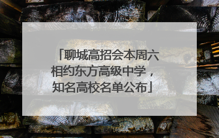 聊城高招会本周六相约东方高级中学，知名高校名单公布