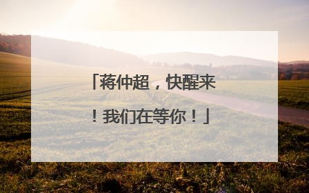 蒋仲超，快醒来！我们在等你！