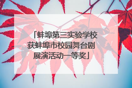 蚌埠第三实验学校获蚌埠市校园舞台剧展演活动一等奖