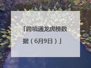 跨境通龙虎榜数据（6月9日）