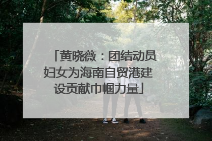 黄晓薇：团结动员妇女为海南自贸港建设贡献巾帼力量