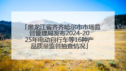 黑龙江省齐齐哈尔市市场监督管理局发布2024-2025年电动自行车等16种产品质量监督抽查情况